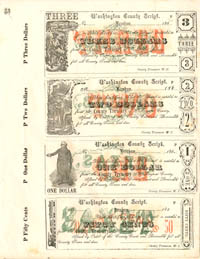 Washington County Script - Uncut Obsolete Sheet - Broken Bank Notes - Brenham, Texas